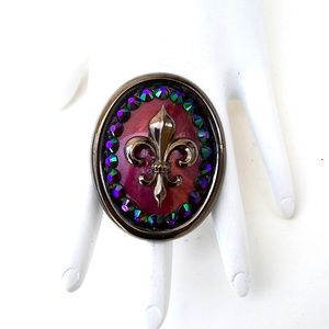 GASOLINE GLAMOUR PURPLE SWIRL MINI FLEUR RING